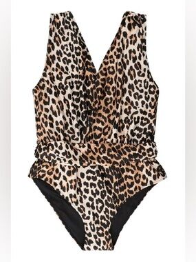 GANNI Leopard-print Recycled Printed One-Piece Swimsuit
Size US 12